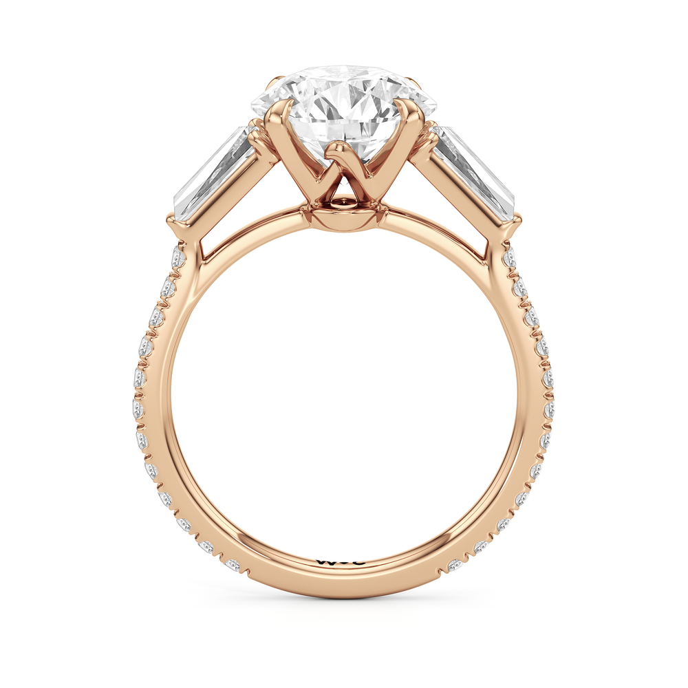 The W Horizon Engagement Ring with Round Cut Diamond in 14KT Rose Gold view 5
