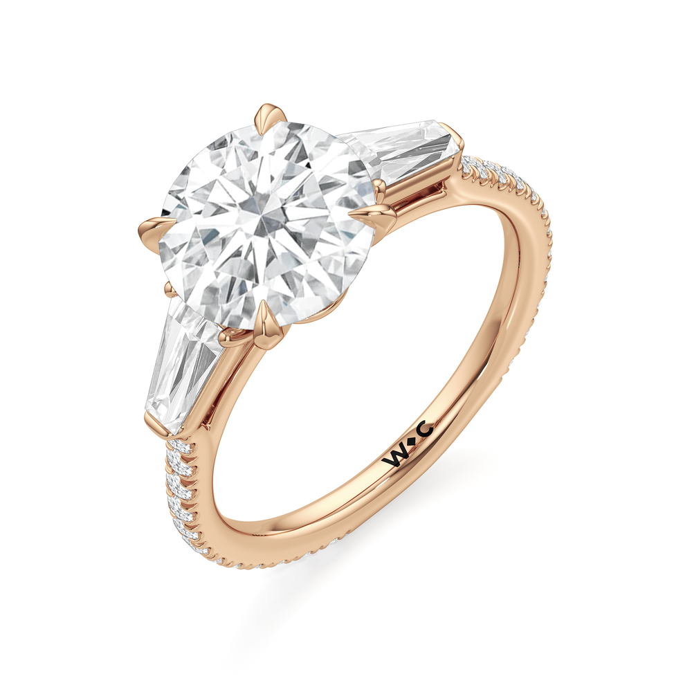 The W Horizon Engagement Ring with Round Cut Diamond in 14KT Rose Gold view 6
