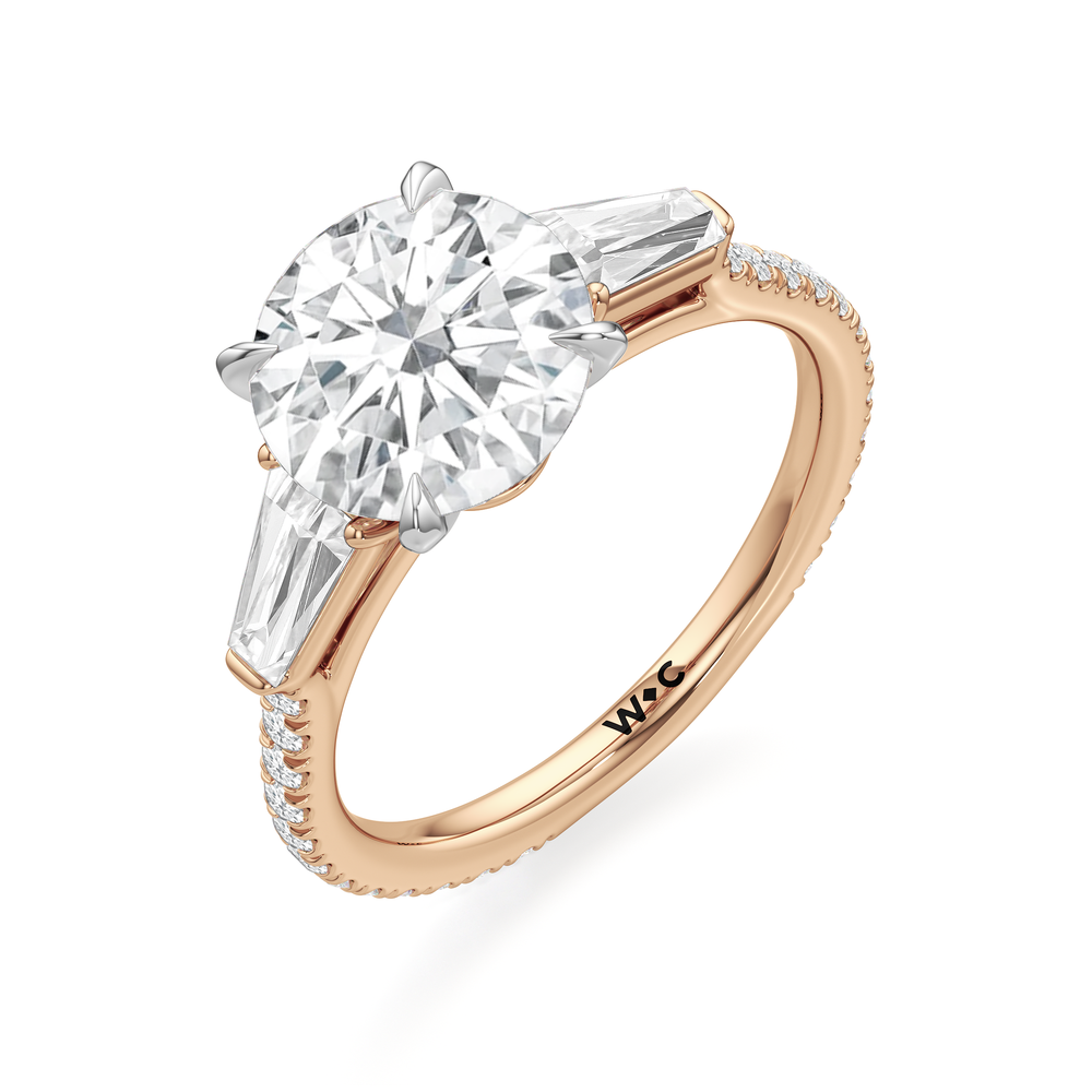 The W Horizon Engagement Ring with Round Cut Diamond in 14KT Rose Gold & Platinum view 6
