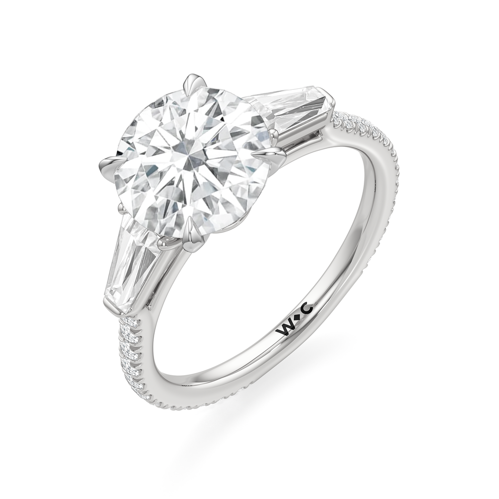 The W Horizon Engagement Ring with Round Cut Diamond in 14KT Platinum view 6
