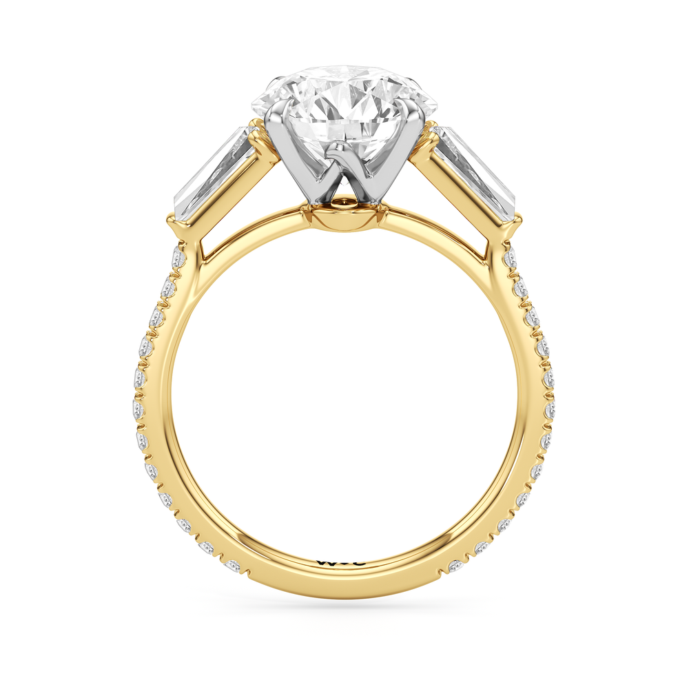 The W Horizon Engagement Ring with Round Cut Diamond in 14KT Yellow Gold & Platinum view 5
