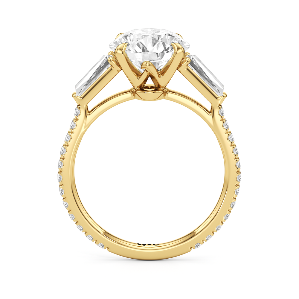 The W Horizon Engagement Ring with Round Cut Diamond in 14KT Yellow Gold view 5

