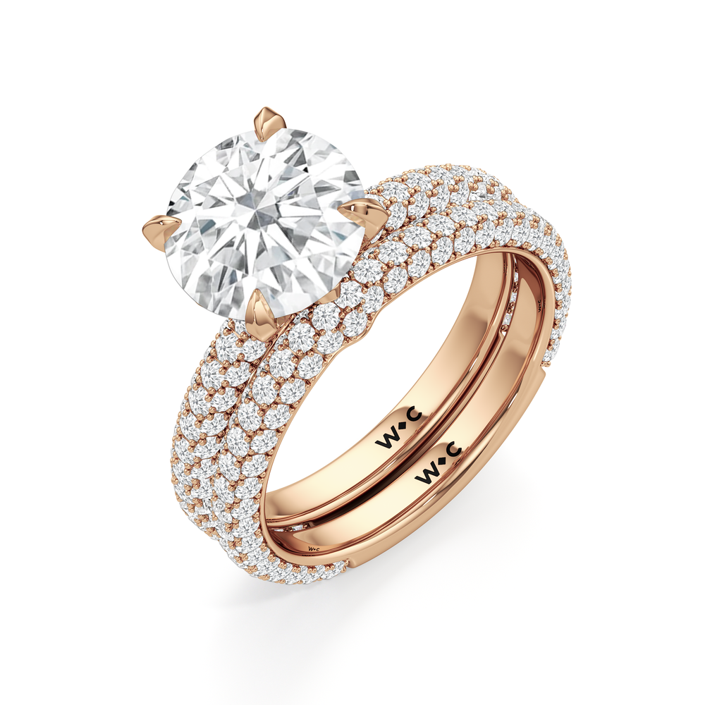 The W Radiance Engagement Ring with Round Cut Diamond in 14KT Rose Gold view 8

