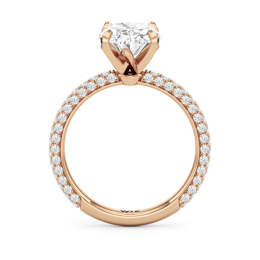 The W Radiance Engagement Ring with Oval Cut Diamond in 14KT Rose Gold view 6
