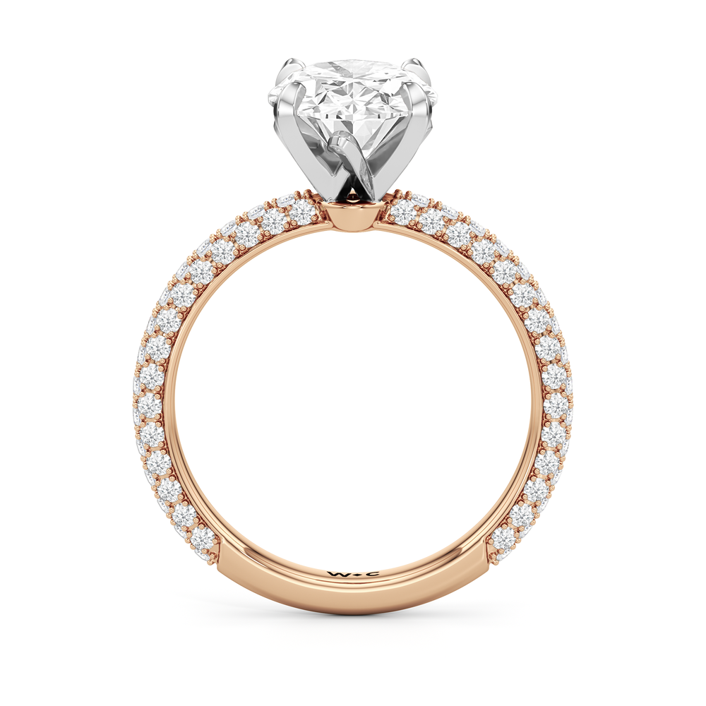 The W Radiance Engagement Ring with Oval Cut Diamond in 14KT Rose Gold & Platinum view 6
