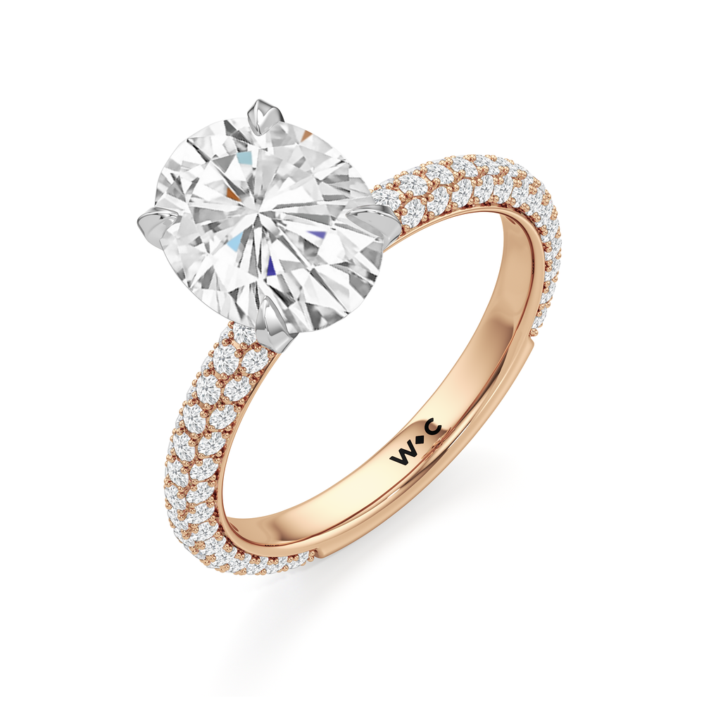 The W Radiance Engagement Ring with Oval Cut Diamond in 14KT Rose Gold & Platinum view 7
