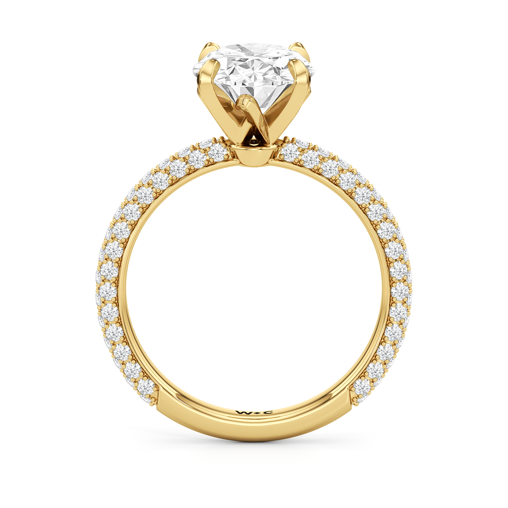 The W Radiance Engagement Ring with Oval Cut Diamond in 14KT Yellow Gold view 6
