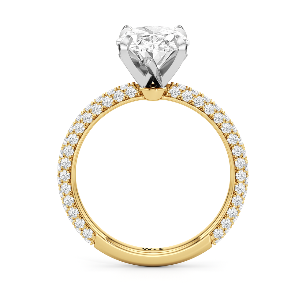 The W Radiance Engagement Ring with Oval Cut Diamond in 14KT Yellow Gold & Platinum view 6
