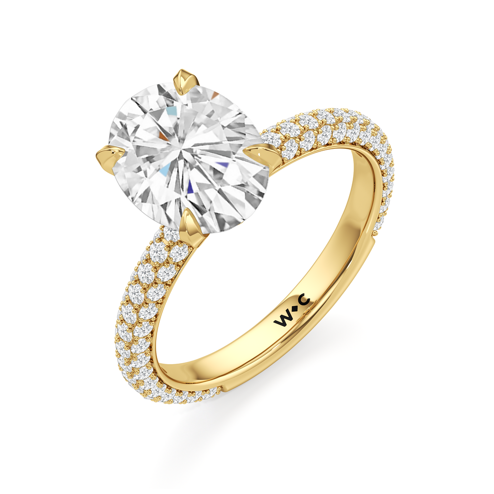 The W Radiance Engagement Ring with Oval Cut Diamond in 14KT Yellow Gold view 7
