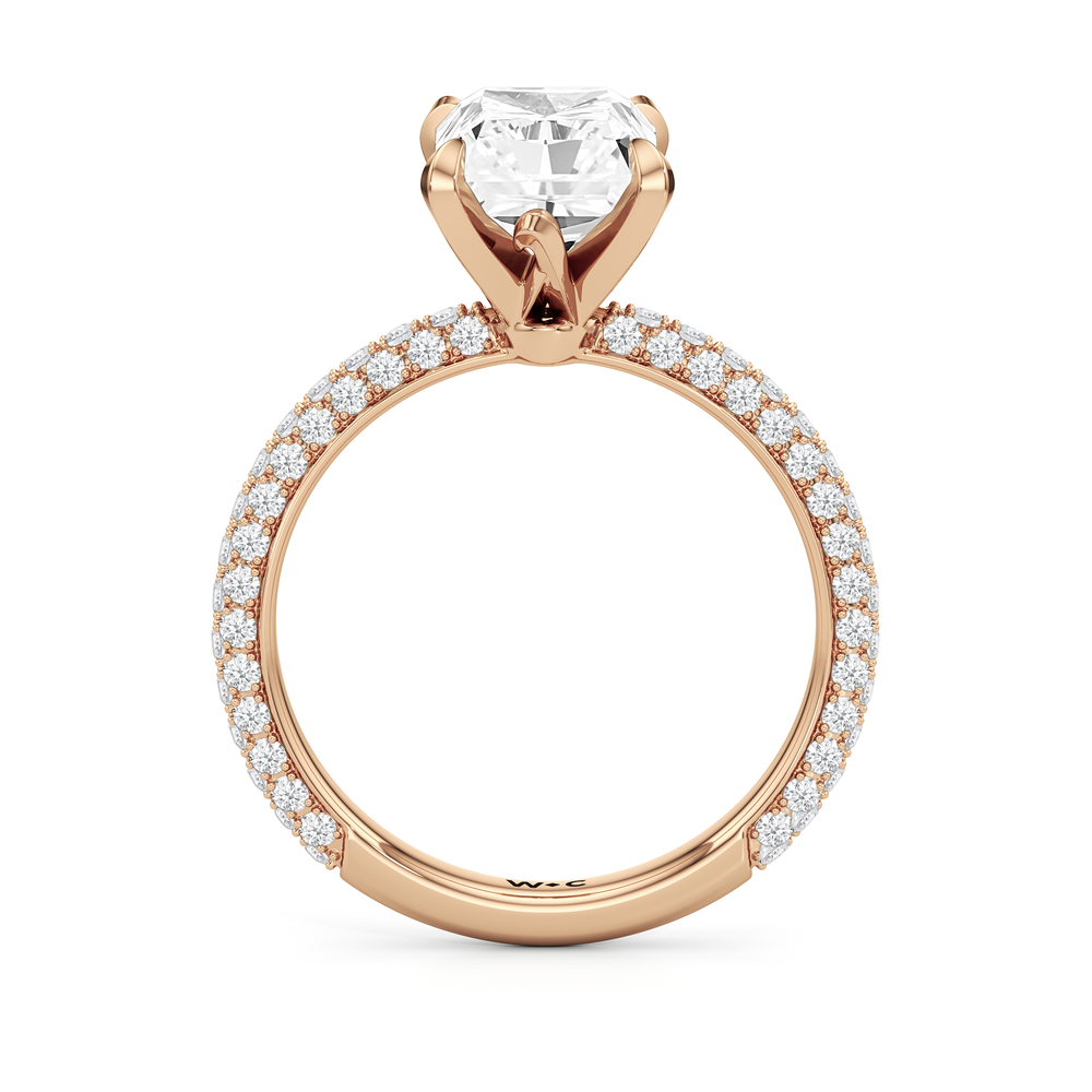 The W Radiance Engagement Ring with Radiant Cut Diamond in 14KT Rose Gold view 6
