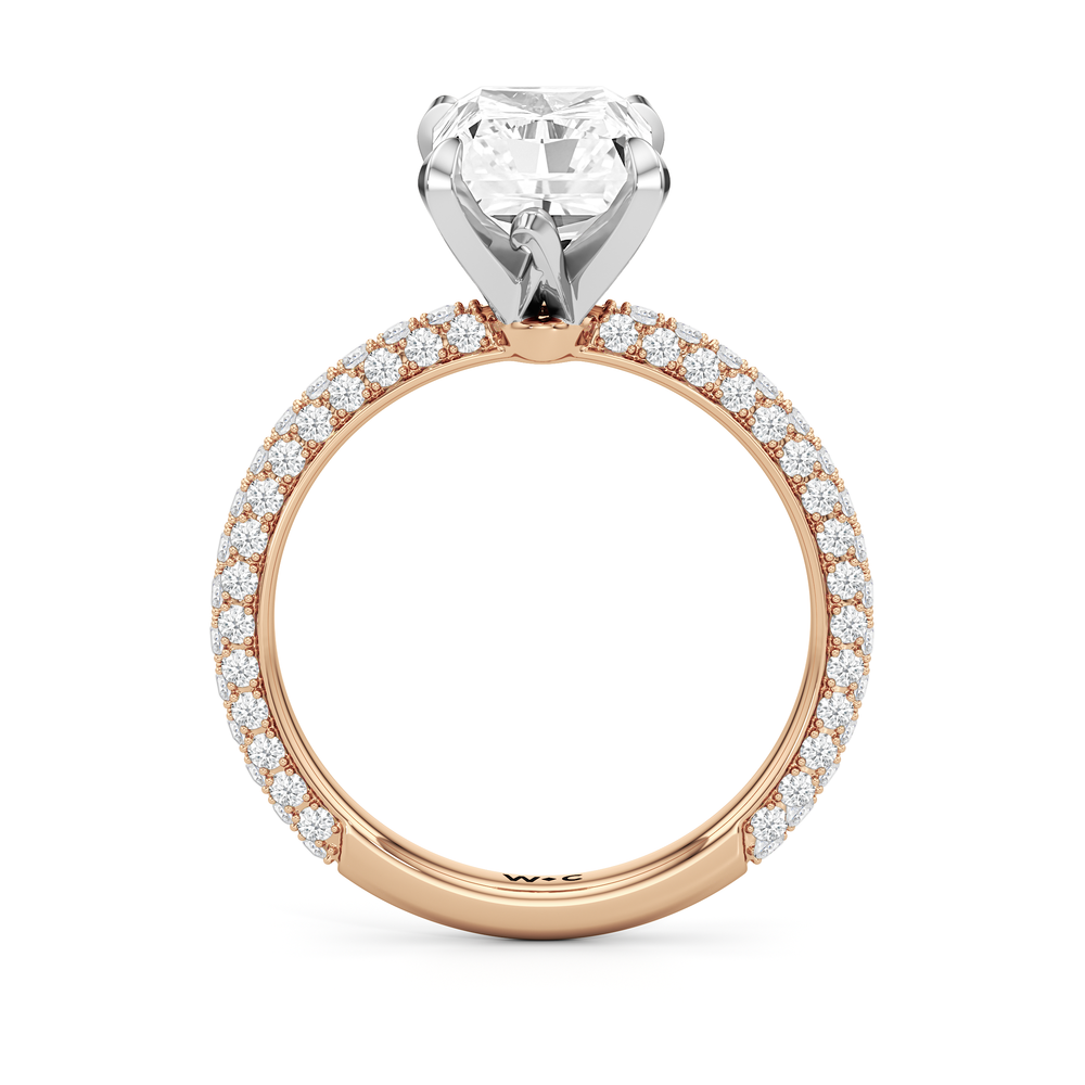 The W Radiance Engagement Ring with Radiant Cut Diamond in 14KT Rose Gold & Platinum view 6
