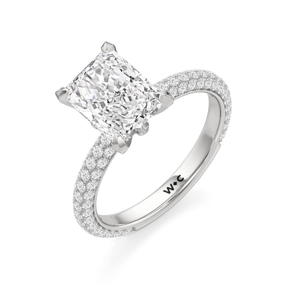 The W Radiance Engagement Ring with Radiant Cut Diamond in 14KT Platinum view 7
