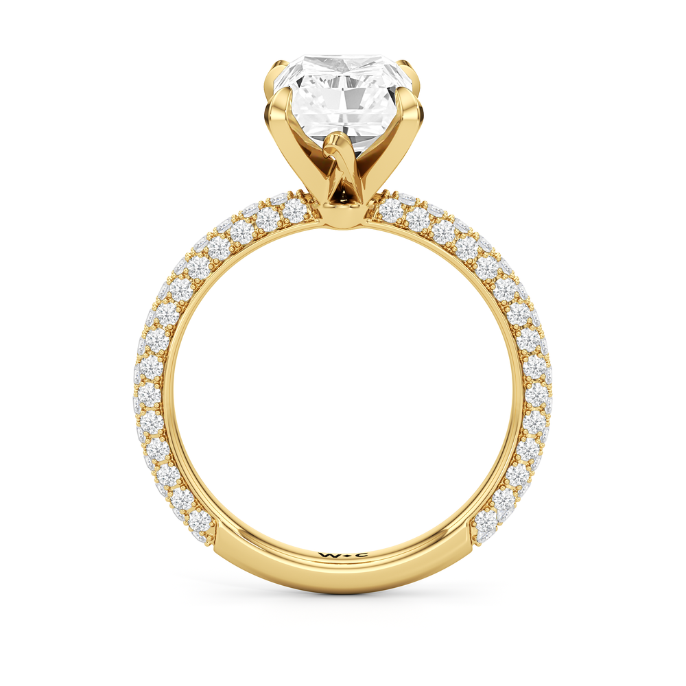 The W Radiance Engagement Ring with Radiant Cut Diamond in 14KT Yellow Gold view 6

