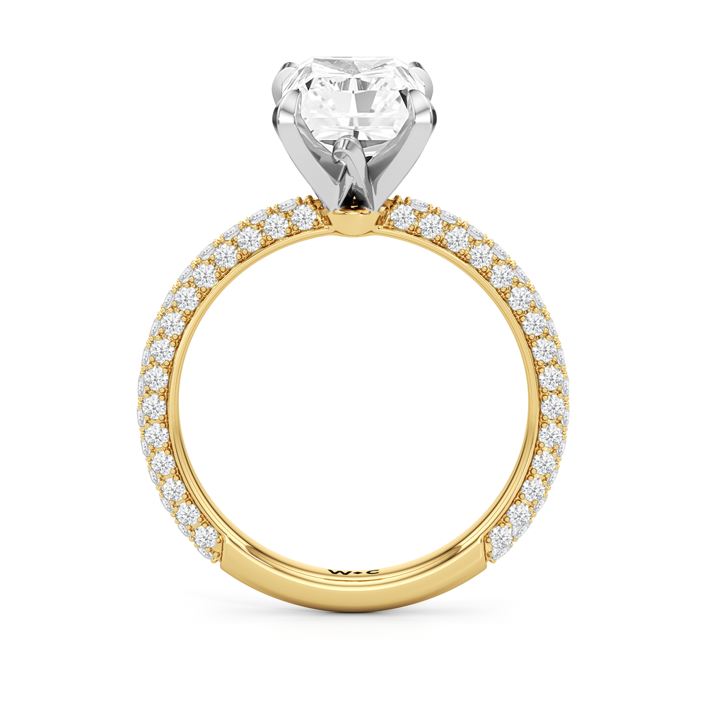 The W Radiance Engagement Ring with Radiant Cut Diamond in 14KT Yellow Gold & Platinum view 6
