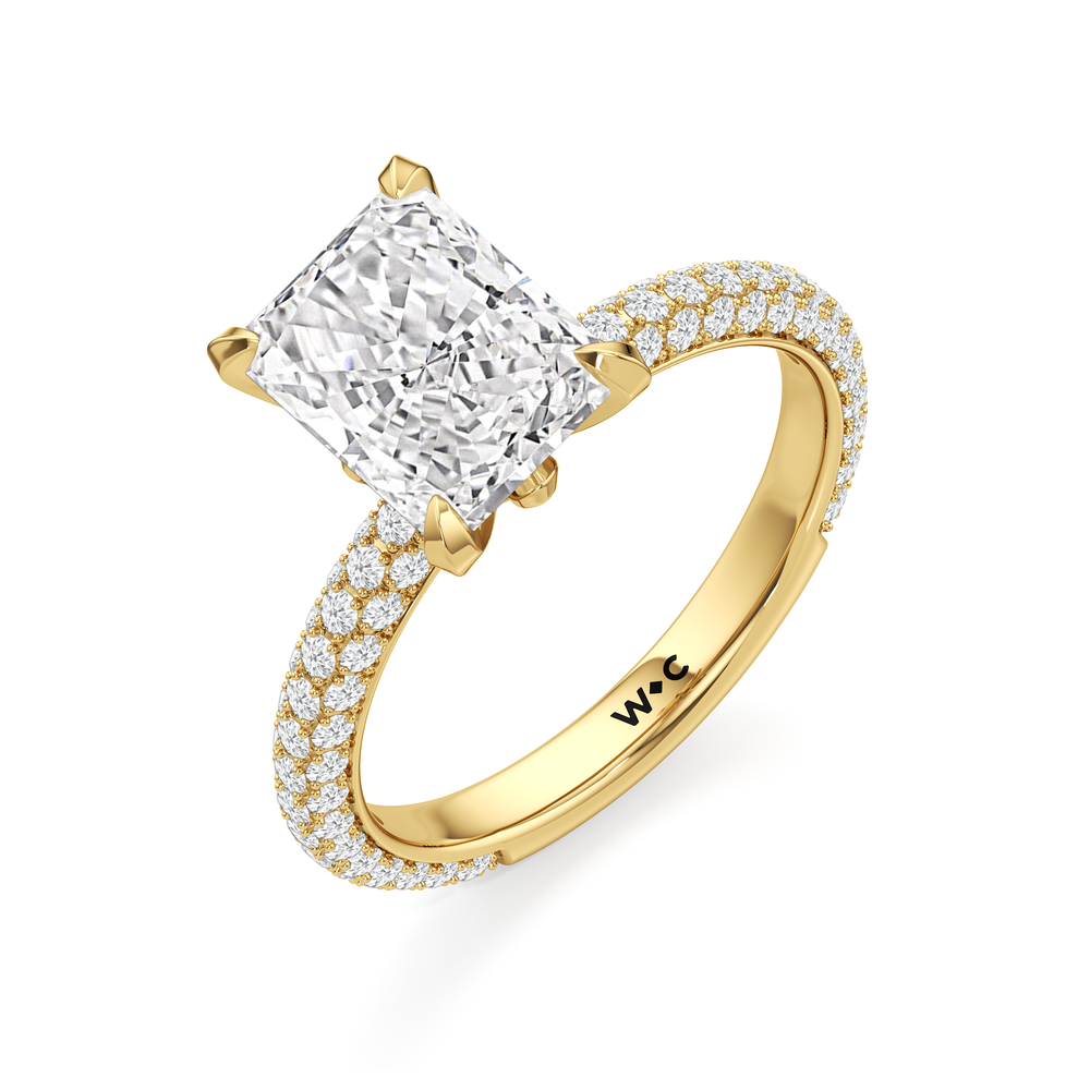 The W Radiance Engagement Ring with Radiant Cut Diamond in 14KT Yellow Gold view 7

