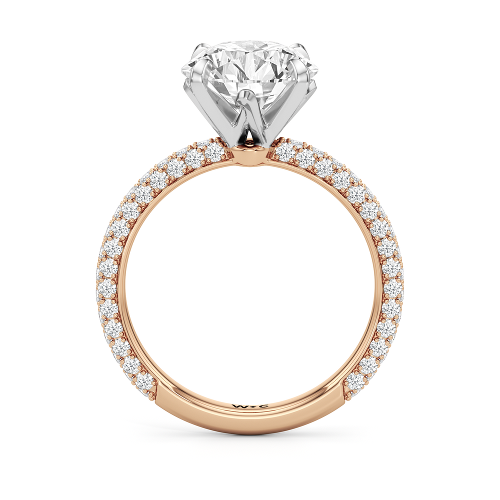 The W Radiance Engagement Ring with Round Cut Diamond in 14KT Rose Gold & Platinum view 6

