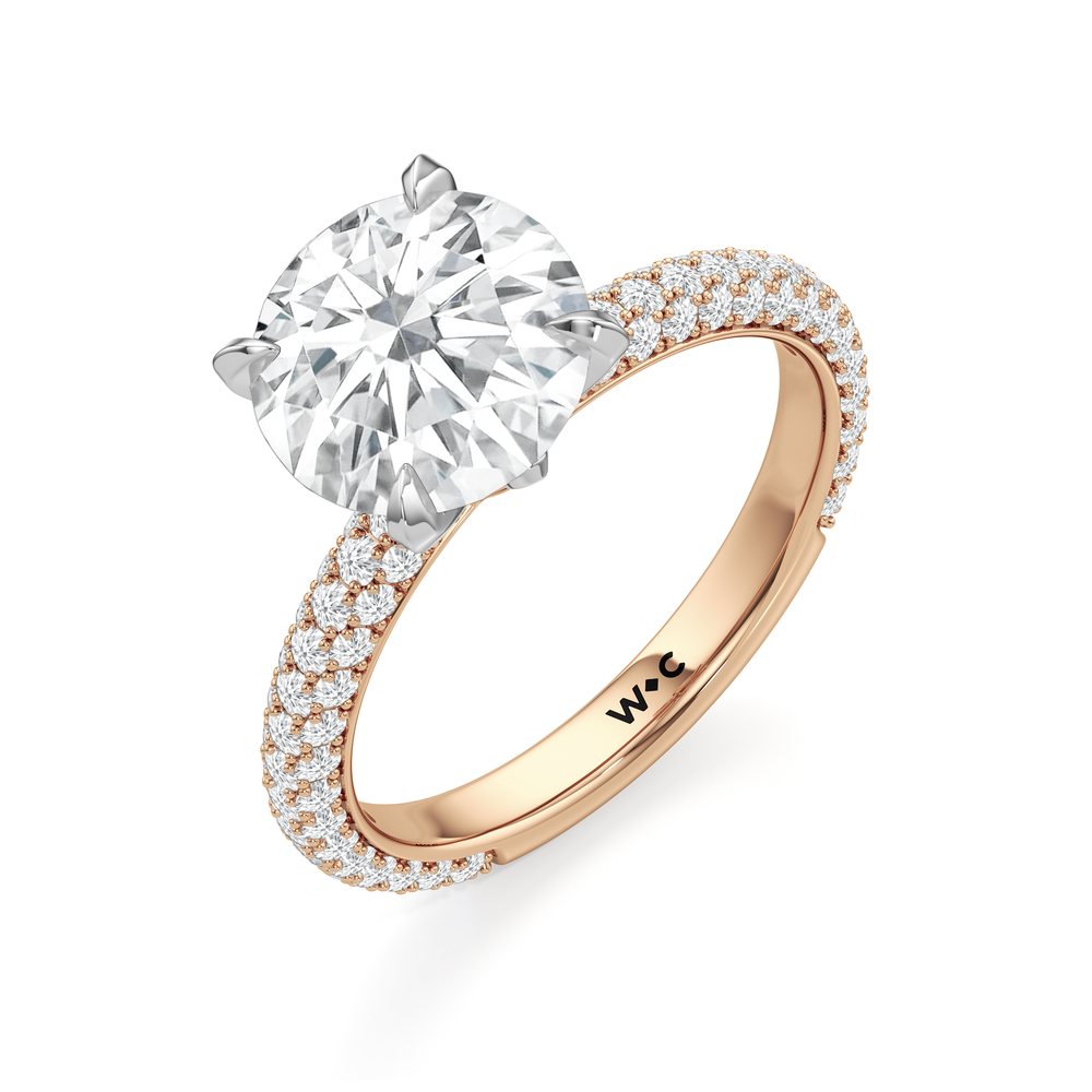 The W Radiance Engagement Ring with Round Cut Diamond in 14KT Rose Gold & Platinum view 7

