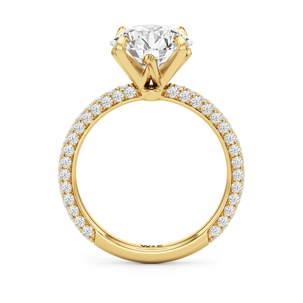 The W Radiance Engagement Ring with Round Cut Diamond in 14KT Yellow Gold view 6
