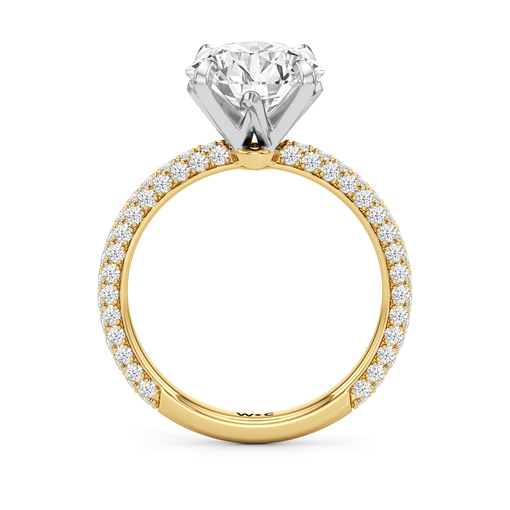 The W Radiance Engagement Ring with Round Cut Diamond in 14KT Yellow Gold & Platinum view 6
