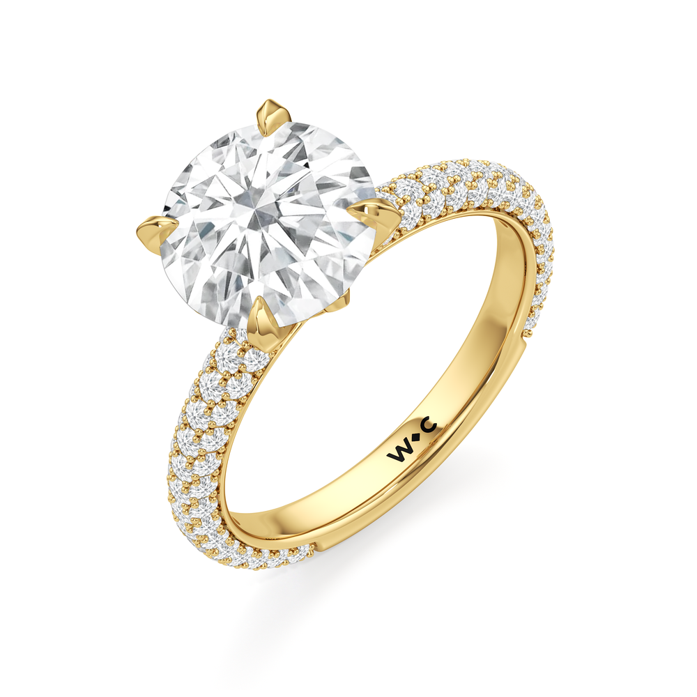 The W Radiance Engagement Ring with Round Cut Diamond in 14KT Yellow Gold view 7
