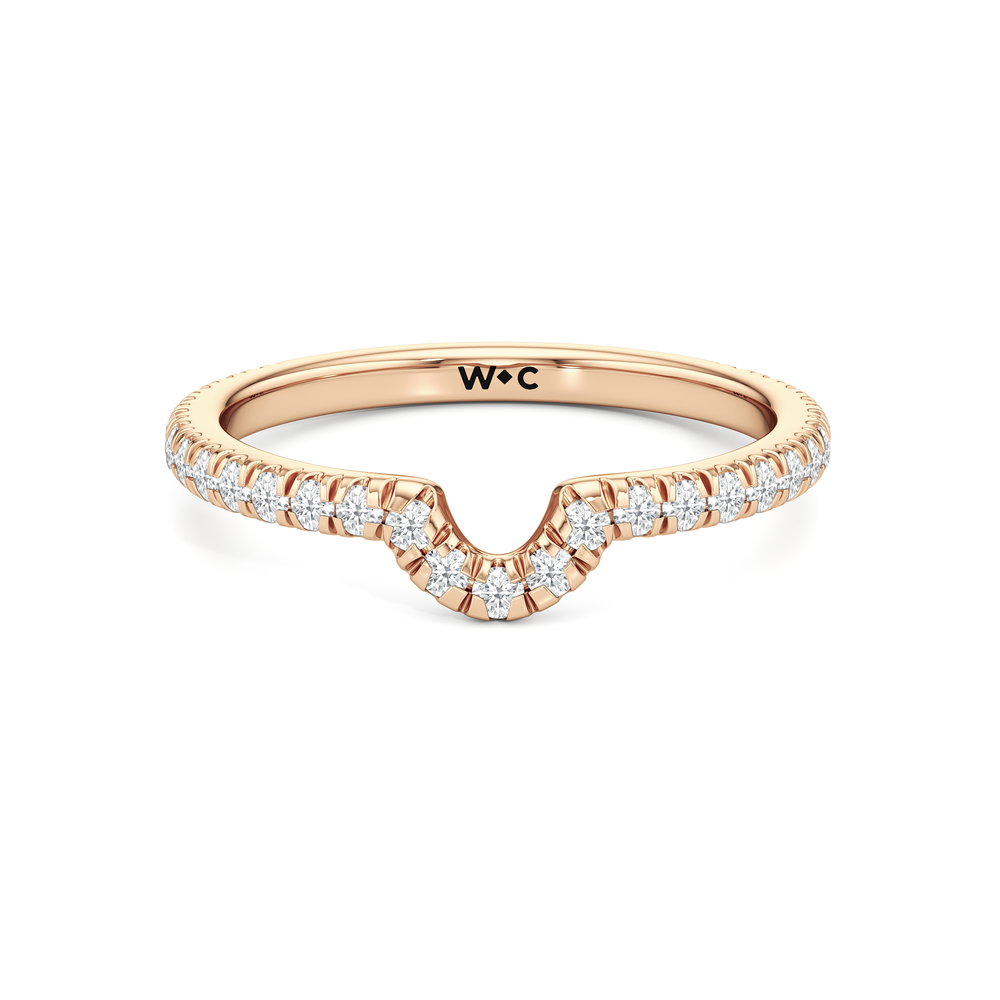 The Tulip Lumière Diamond Wedding Band with 18KT Rose Gold Cut Diamond in 14KT Rose Gold view 1
