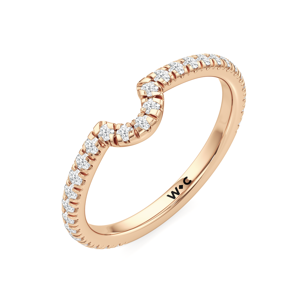 The Tulip Lumière Diamond Wedding Band with 18KT Rose Gold Cut Diamond in 14KT Rose Gold view 4
