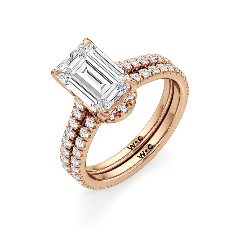 The Tulip Lumière Diamond Wedding Band with 18KT Rose Gold Cut Diamond in 14KT Rose Gold view 3
