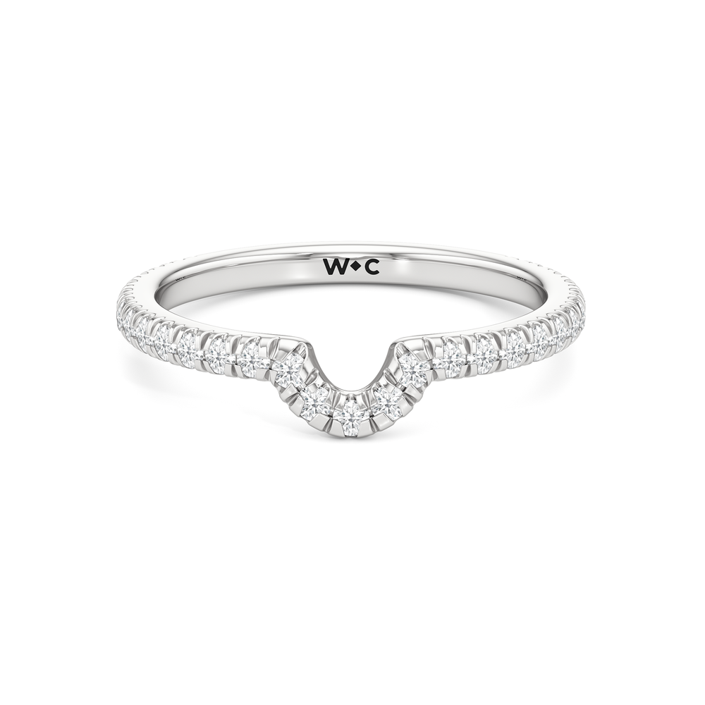 The Tulip Lumière Diamond Wedding Band with Platinum Cut Diamond in 14KT Platinum view 1
