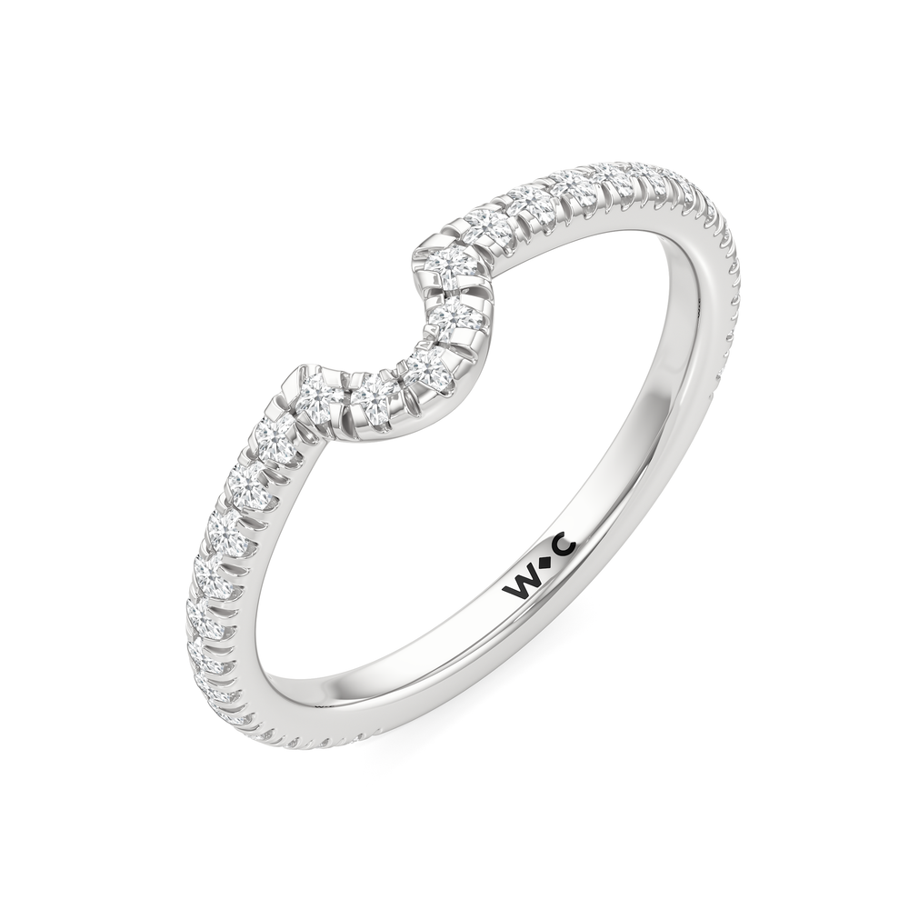 The Tulip Lumière Diamond Wedding Band with Platinum Cut Diamond in 14KT Platinum view 4
