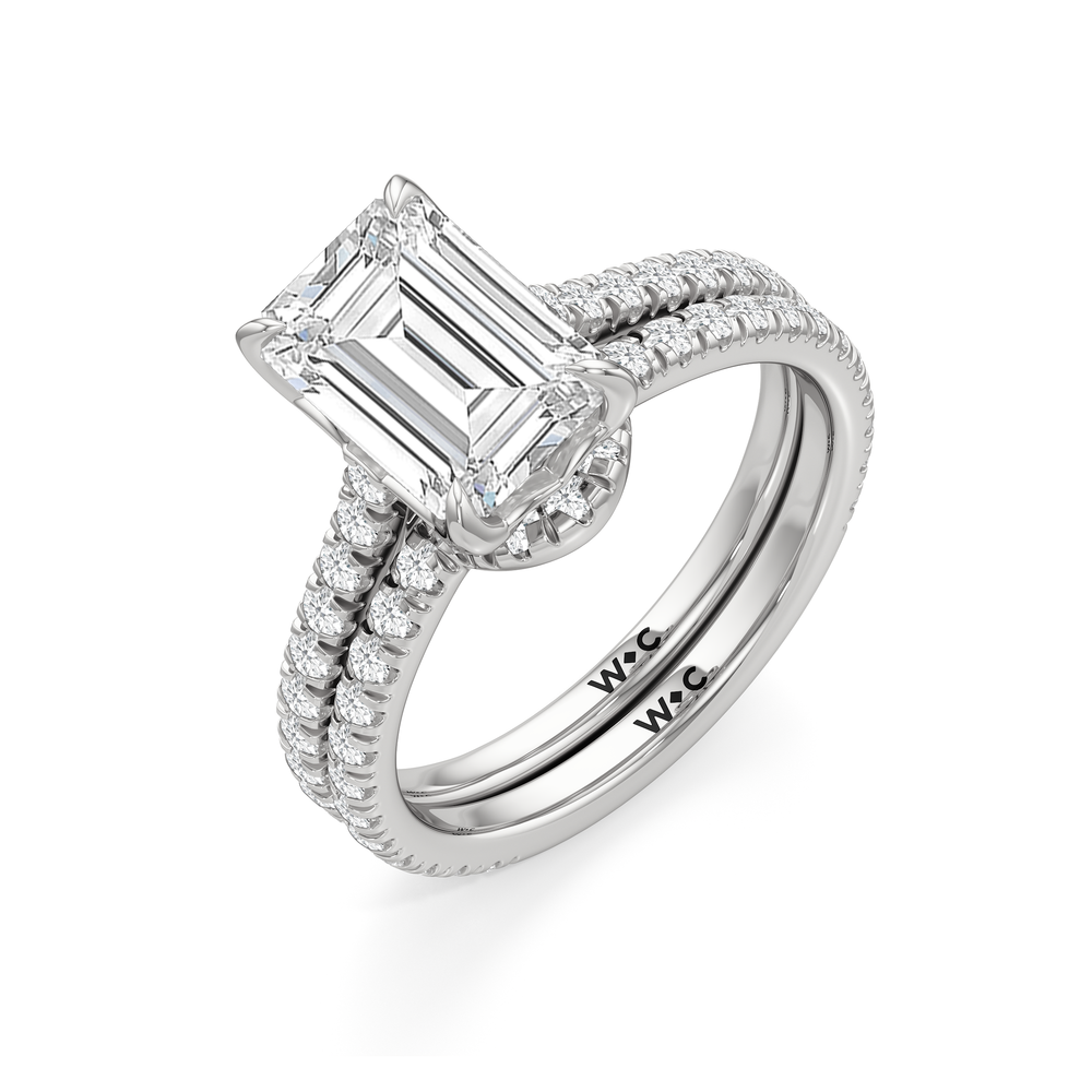 The Tulip Lumière Diamond Wedding Band with Platinum Cut Diamond in 14KT Platinum view 3
