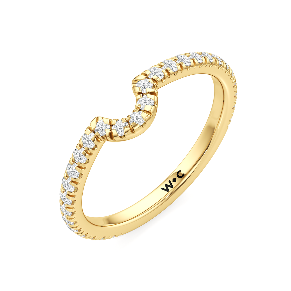The Tulip Lumière Diamond Wedding Band with 18KT Yellow Gold Cut Diamond in 14KT Yellow Gold view 4
