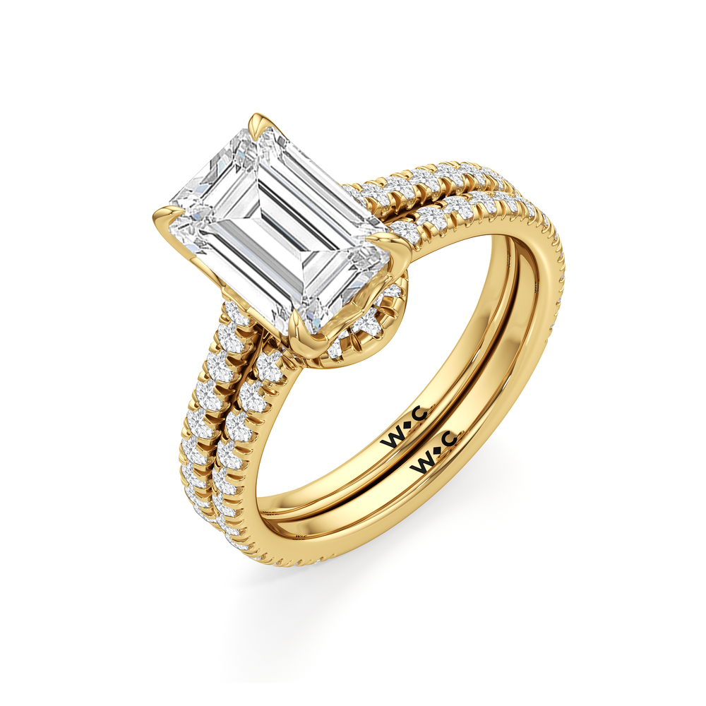 The Tulip Lumière Diamond Wedding Band with 18KT Yellow Gold Cut Diamond in 14KT Yellow Gold view 3
