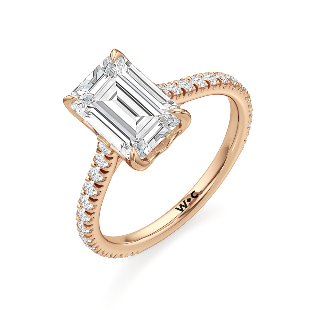 Emerald Cut The Tulip Lumière Ring with Lab Grown Diamond in 14KT Rose Gold view 5
