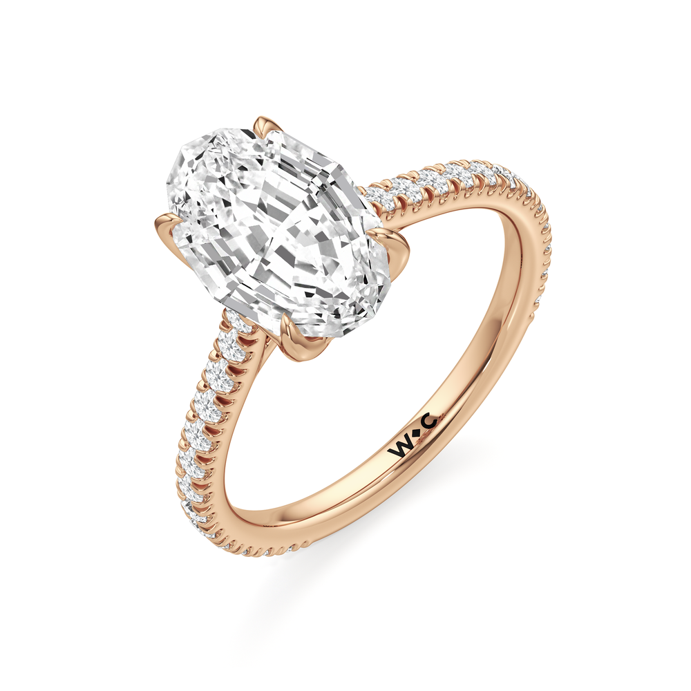 Oval Stepcut Cut The Tulip Lumière Ring with Lab Grown Diamond in 14KT Rose Gold view 6
