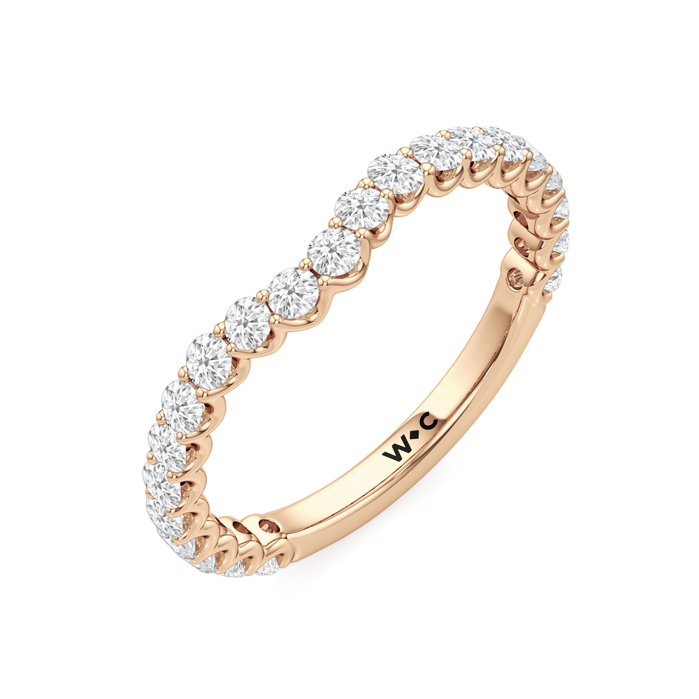 The Tulip Lightline Diamond Wedding Band with 18KT Rose Gold Cut Diamond in 14KT Rose Gold view 4

