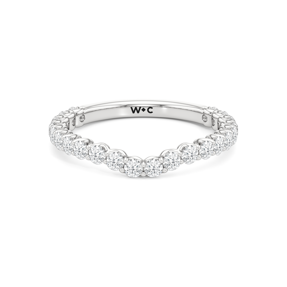 The Tulip Lightline Diamond Wedding Band with Platinum Cut Diamond in 14KT Platinum view 1

