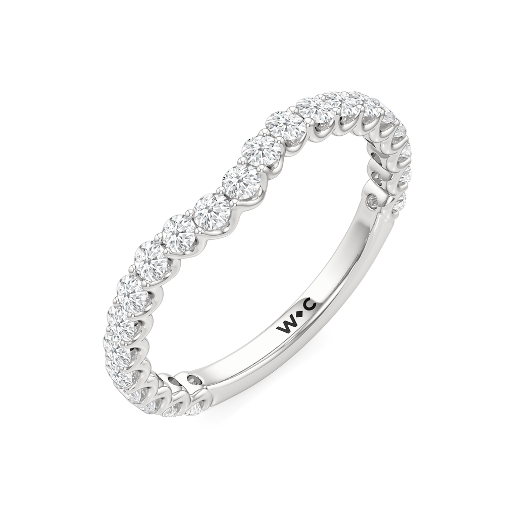 The Tulip Lightline Diamond Wedding Band with Platinum Cut Diamond in 14KT Platinum view 4
