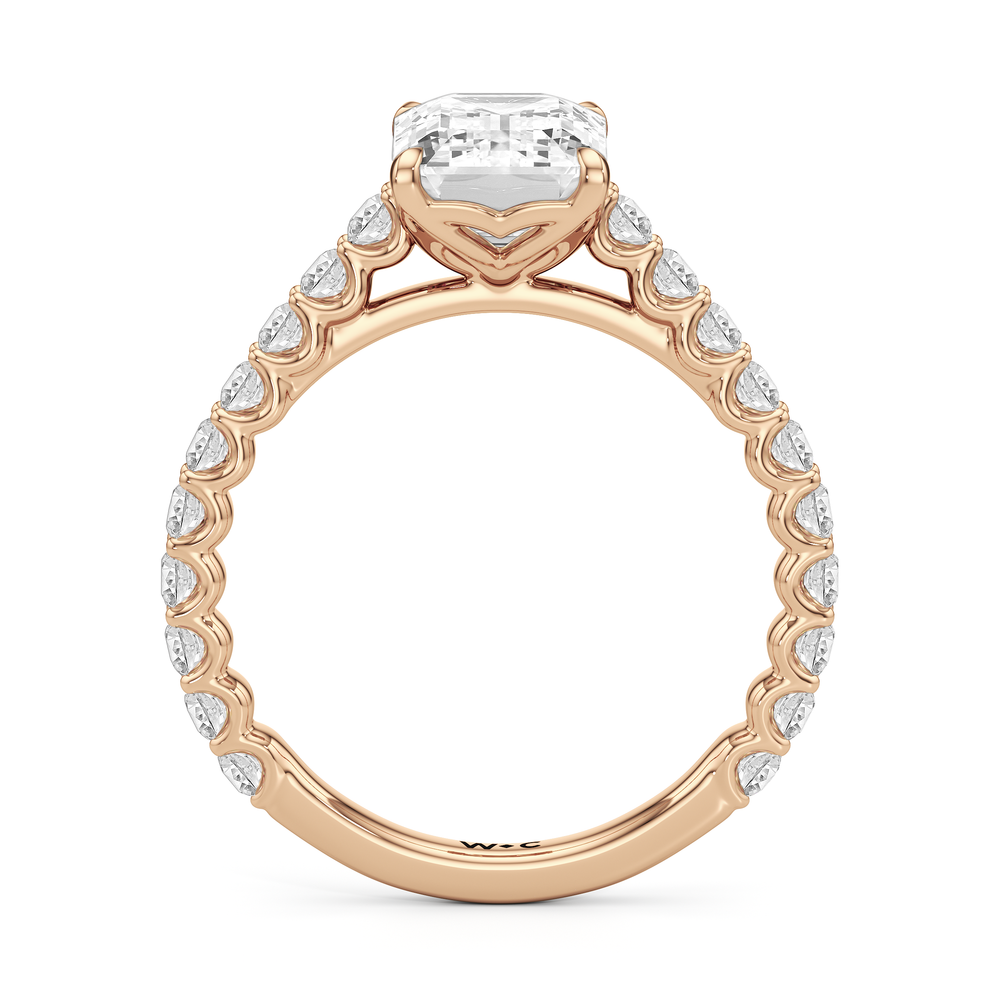 The Tulip Lightline Ring with Emerald Cut Diamond in 14KT Rose Gold view 4
