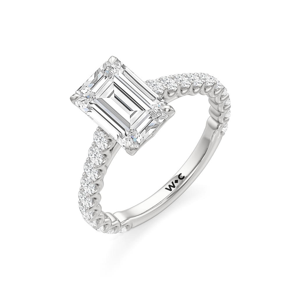 The Tulip Lightline Ring with Emerald Cut Diamond in 14KT Platinum view 5
