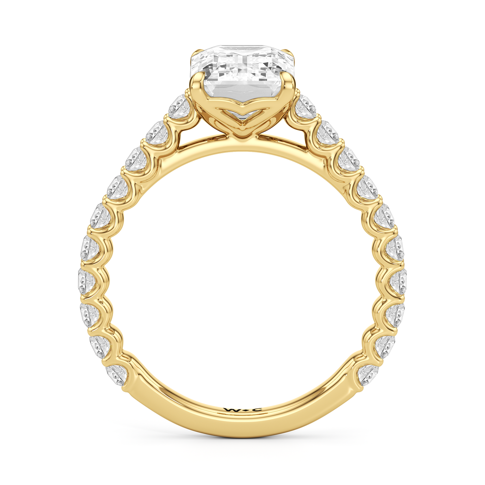 The Tulip Lightline Ring with Emerald Cut Diamond in 14KT Yellow Gold view 4
