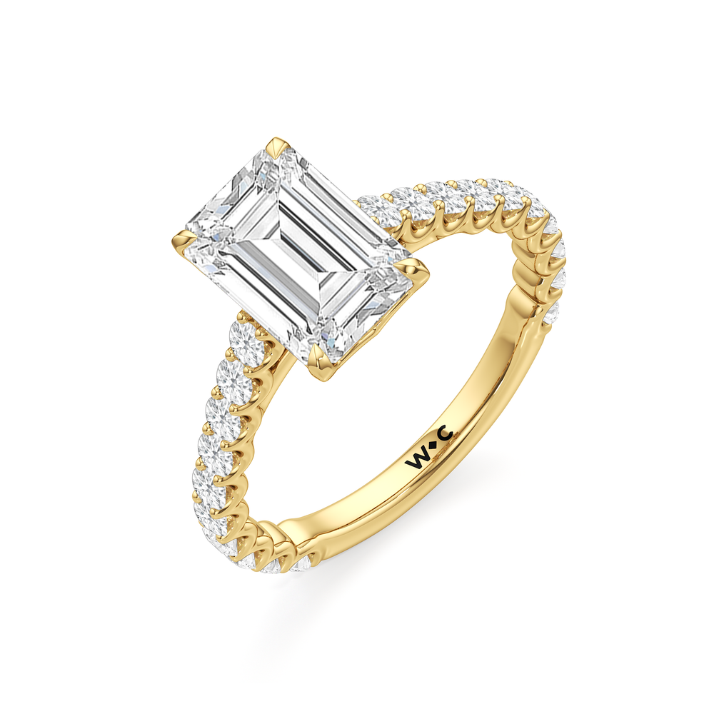 The Tulip Lightline Ring with Emerald Cut Diamond in 14KT Yellow Gold view 5
