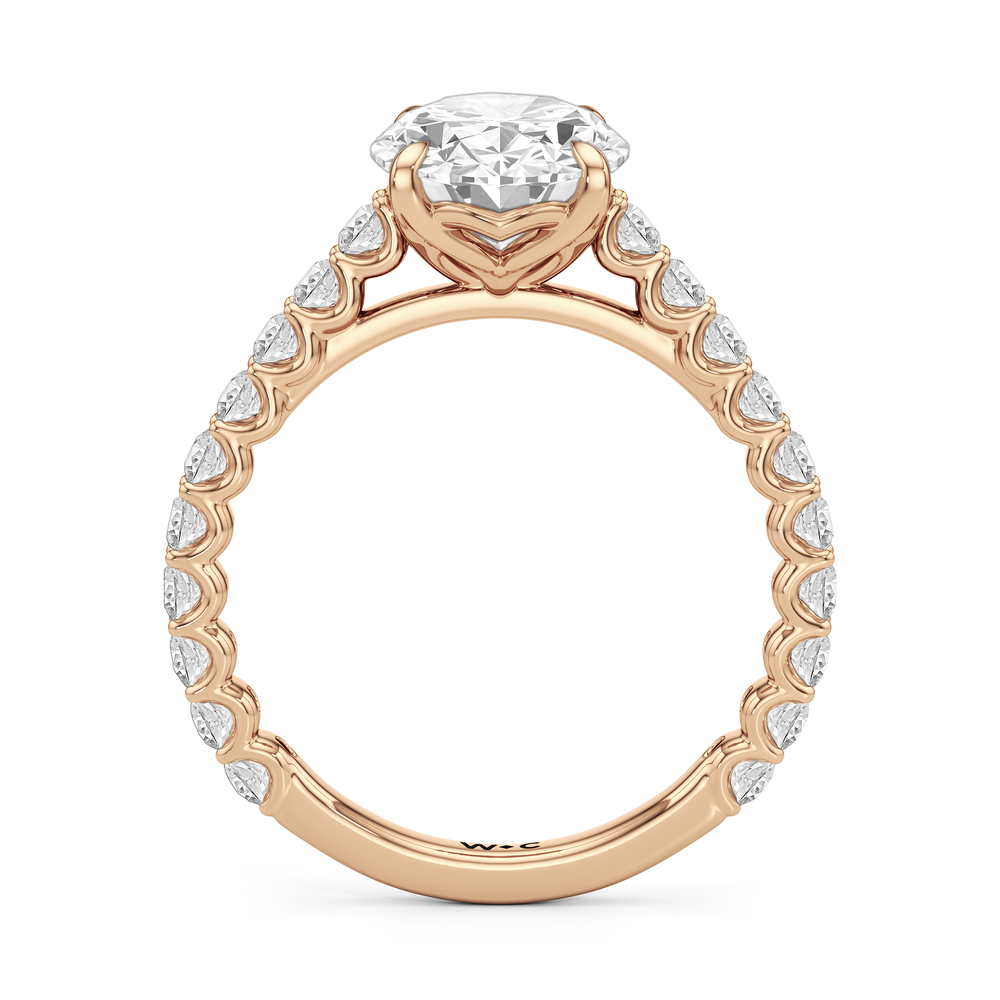 The Tulip Lightline Ring with Oval Cut Diamond in 14KT Rose Gold view 4
