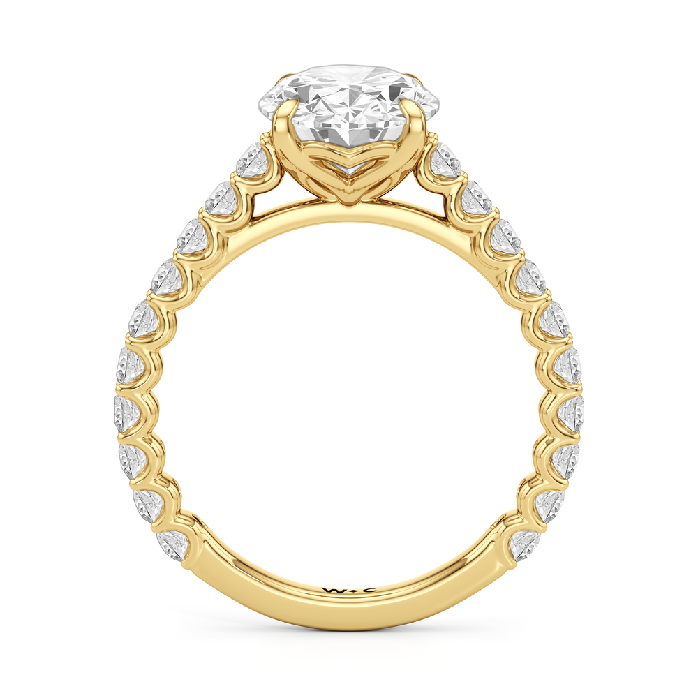 The Tulip Lightline Ring with Oval Cut Diamond in 14KT Yellow Gold view 4
