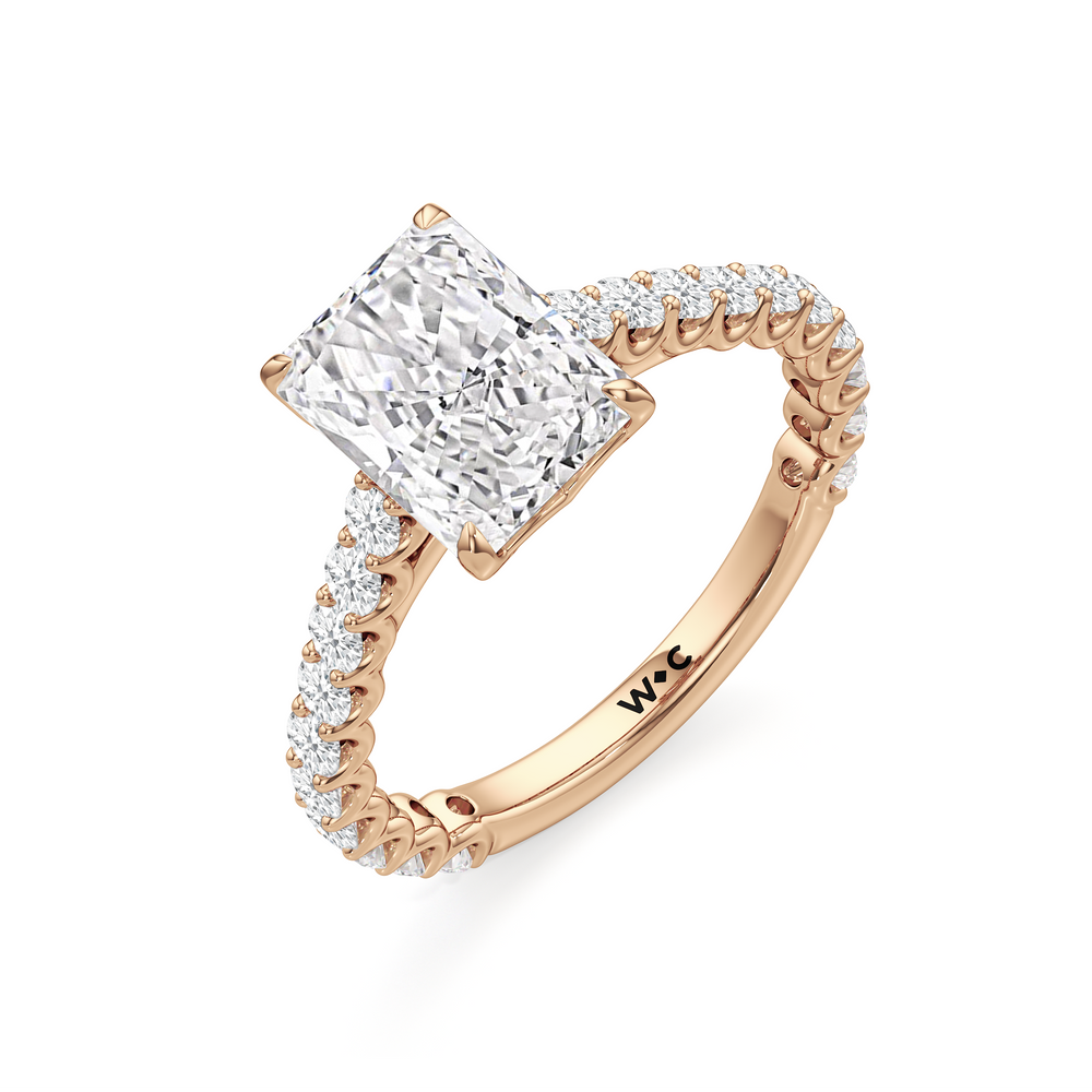 The Tulip Lightline Ring with Radiant Cut Diamond in 14KT Rose Gold view 5
