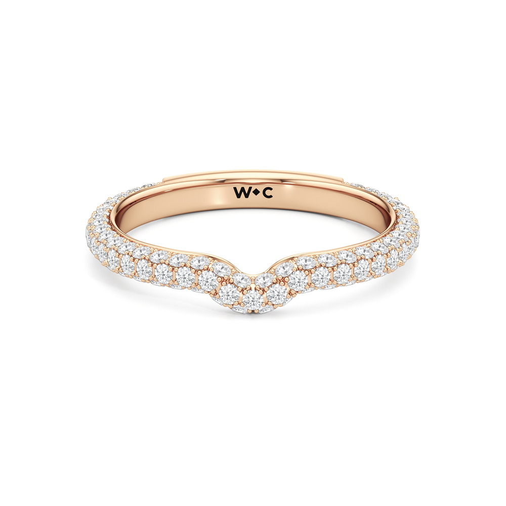 The Tulip Velvet Diamond Wedding Band with 18KT Rose Gold Cut Diamond in 14KT Rose Gold view 1
