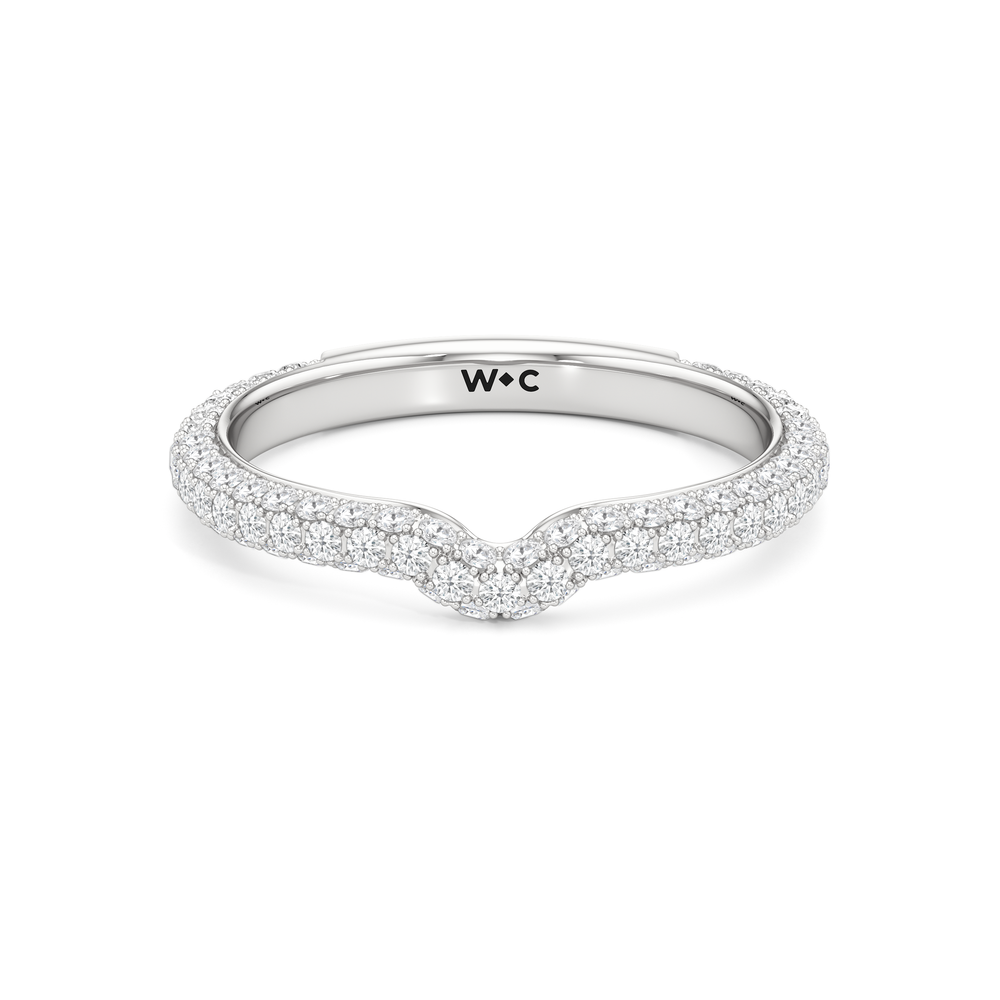 The Tulip Velvet Diamond Wedding Band with Platinum Cut Diamond in 14KT Platinum view 1
