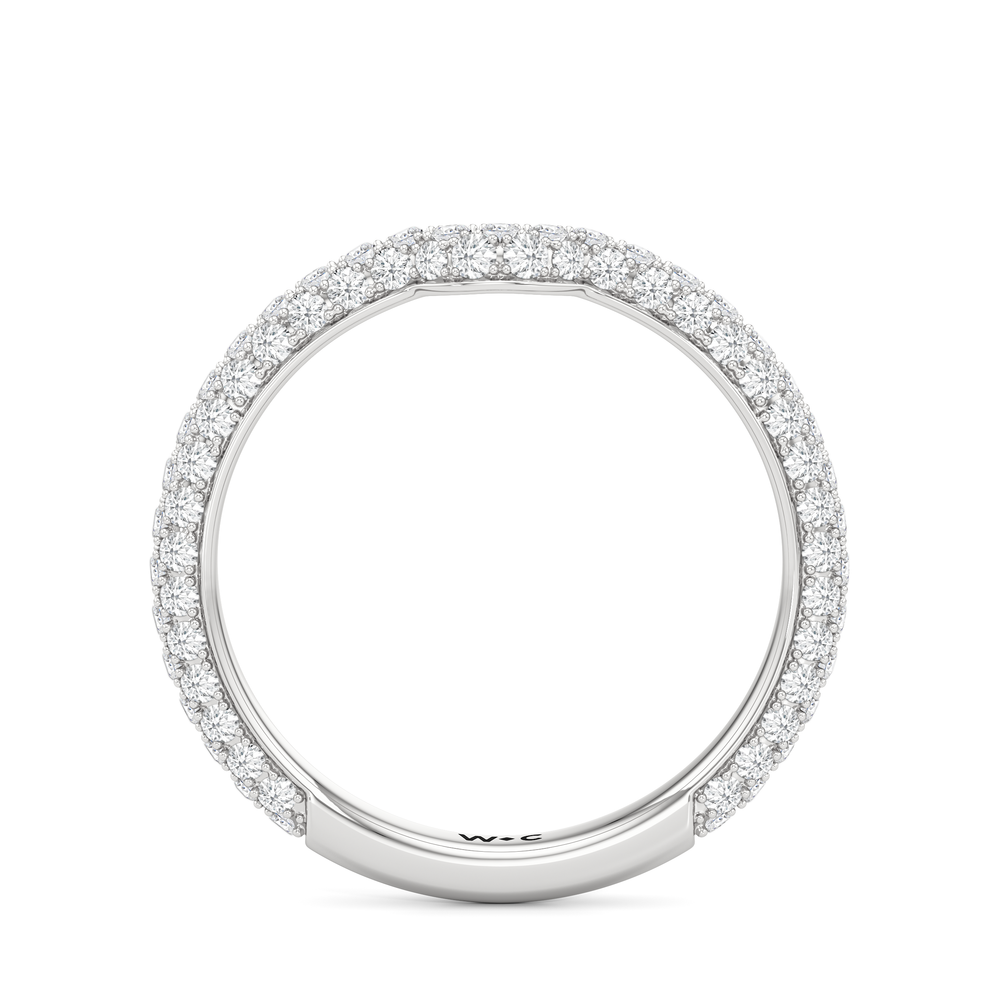 The Tulip Velvet Diamond Wedding Band with Platinum Cut Diamond in 14KT Platinum view 2
