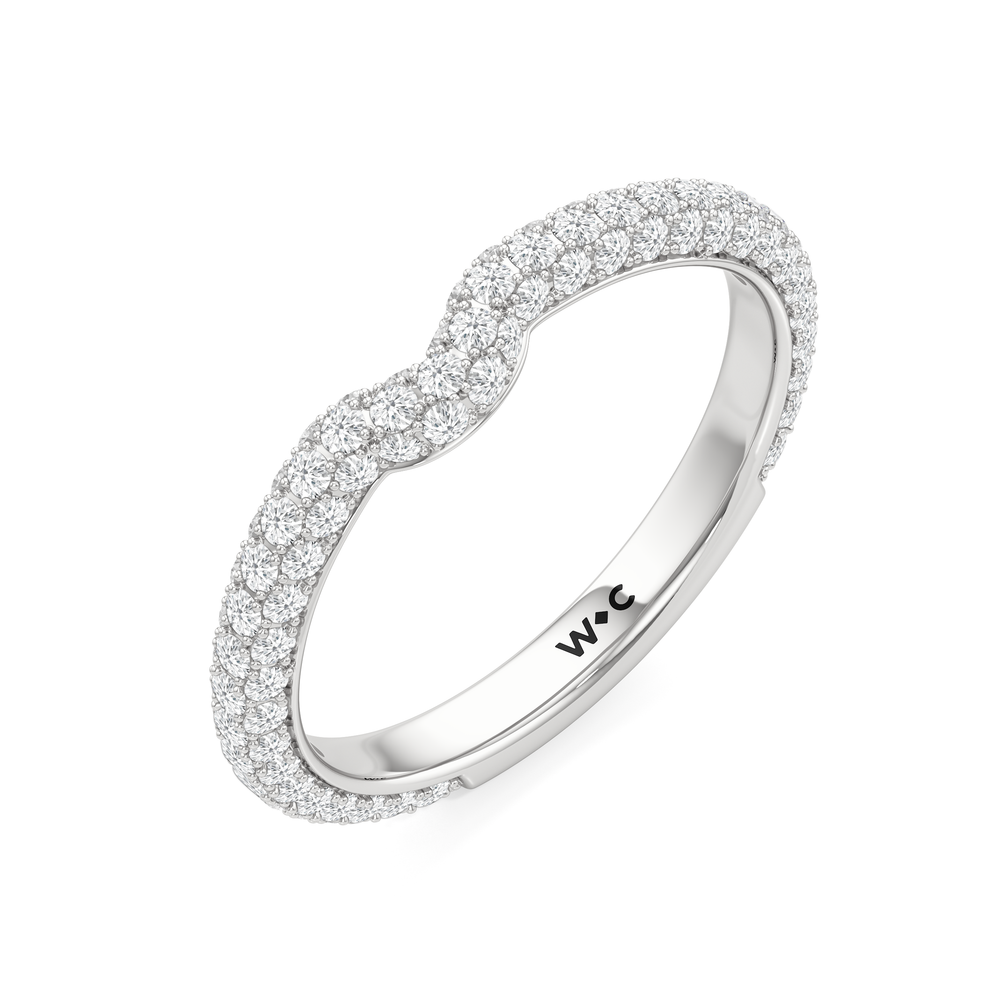The Tulip Velvet Diamond Wedding Band with Platinum Cut Diamond in 14KT Platinum view 4
