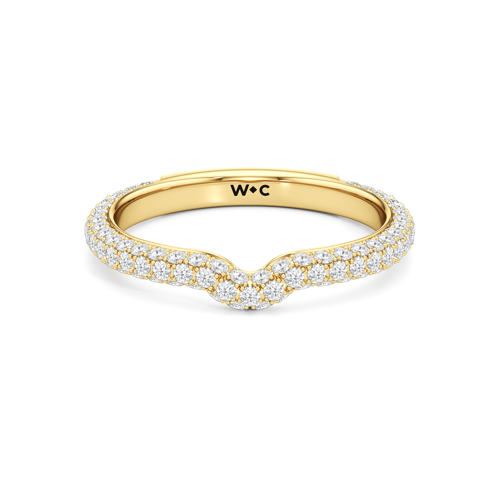 The Tulip Velvet Diamond Wedding Band with 18KT Yellow Gold Cut Diamond in 14KT Yellow Gold view 1
