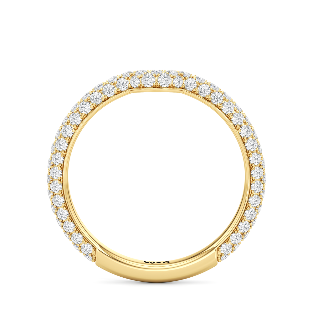 The Tulip Velvet Diamond Wedding Band with 18KT Yellow Gold Cut Diamond in 14KT Yellow Gold view 2
